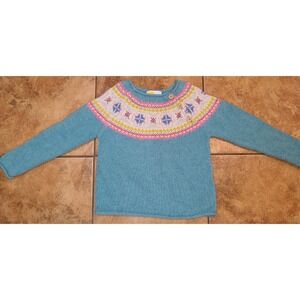 Mini Boden Cardigan Girls 5-6 Y Teal Button Front Side Preppy